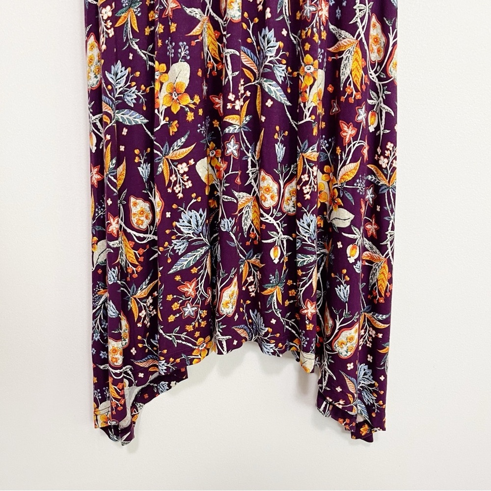 Anthropologie Purple Floral Tie-Front Midi Dress with Yellow Accents - Picture 8 of 10